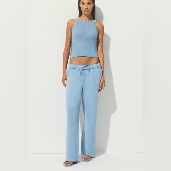 SKIMS Pants - SKIMS Light Blue Wide-Leg Track Pants